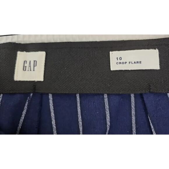 Gap~Woman Size 10~Navy Blue Stripe High Rise Crop Flare Ankle Pants Stretch NWOT - Picture 2 of 12